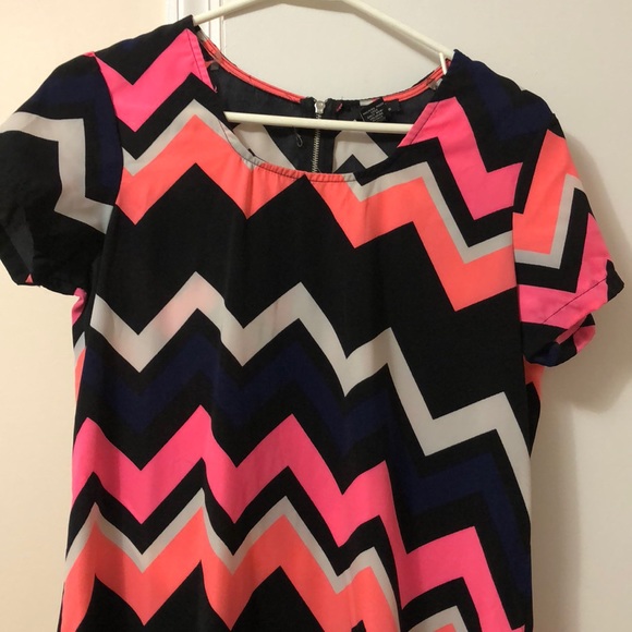 Chevron Pattern Bright Color Summer Dress - Picture 3 of 5